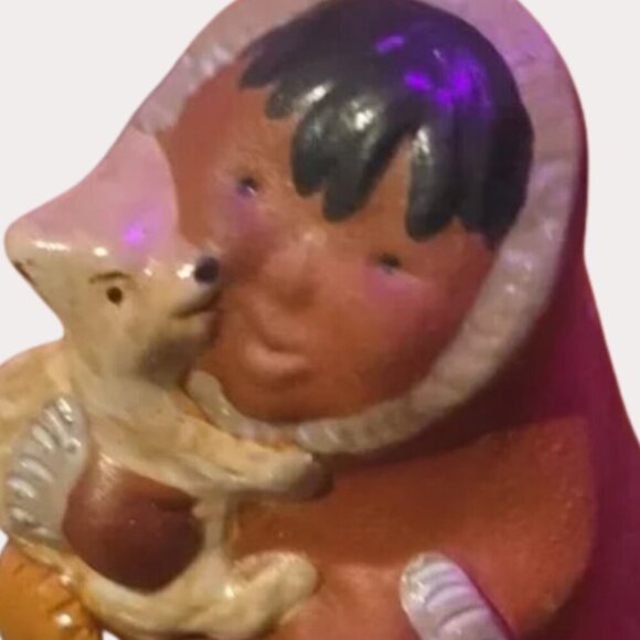 Vintage Alaska Native American Handmade Ceramic Clay Seated Figurines C86 - Picture 2 of 6